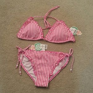 Pink gingham bikini set