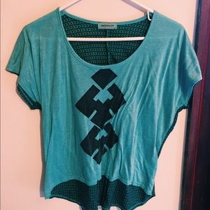 High low teal tribal shirt
