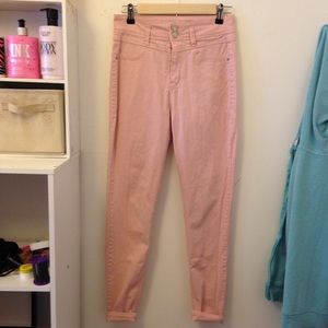 High waiste light pink skinny jeans