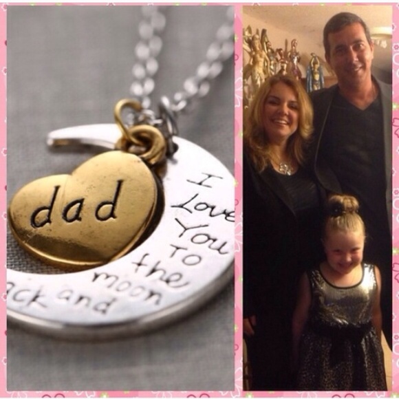 ❤️DAD I LOVE YOU tothe🌙 & BACK KEYCHAIN NECKLACE