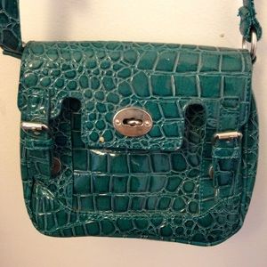 Turquoise mini over shoulder purse