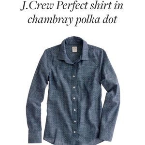 JCREW Perfect Shirt in Chambray with White Dots