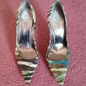 Multi colored striped shoes