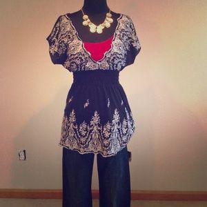 BCBG embroidered top