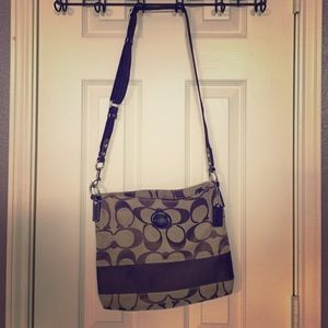 Coach,shimmery brown stripe, cross-body bag!