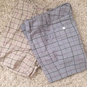 2 Adidas Golf Shorts (plaid khaki pattern)
