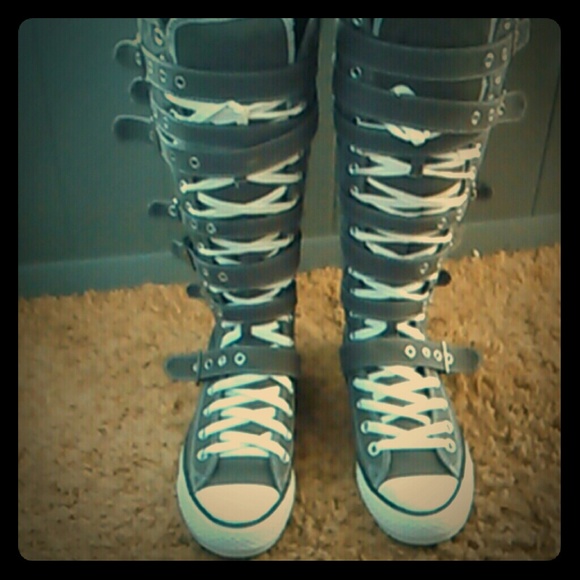 Grey converse thigh highs