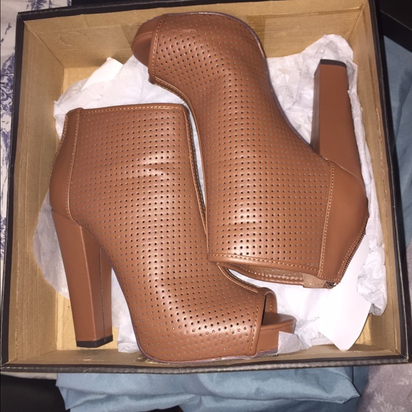 Brown open toe Booties
