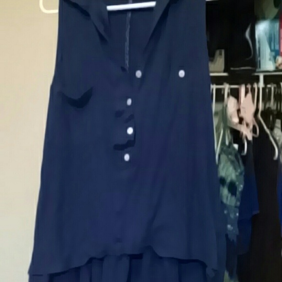 nautical high low peplum navy top