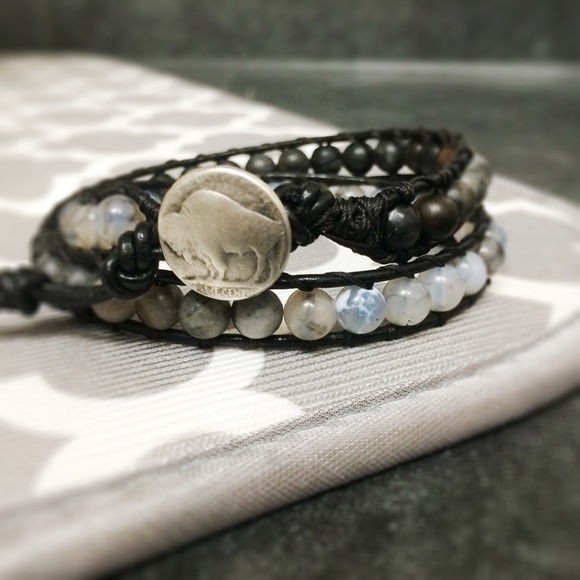 Double Leather wrapped Bracelet! Handmade! - Picture 2 of 2