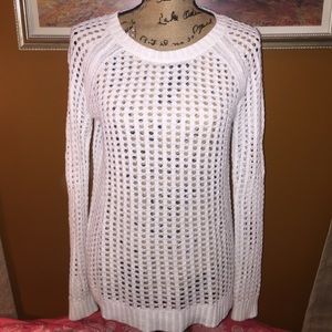 Open weave white sweater