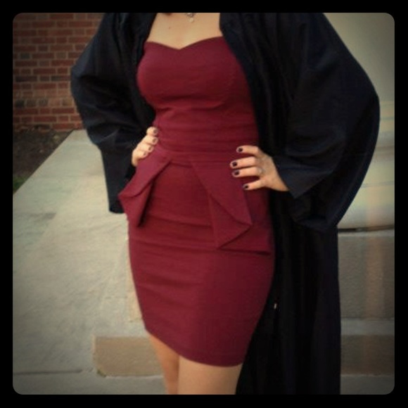 Adorable wine peplum dress!