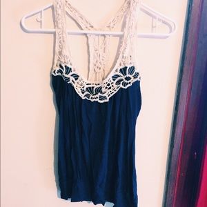 Navy tank with lace straps
