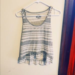 Grey and white striped tank