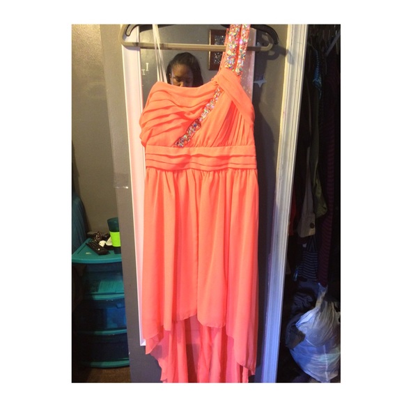 Beautiful orange/peach one shoulder prom dress