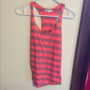 Neon pink and grey striped tank