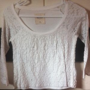 Long sleeve white lace top