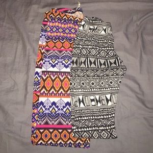 Multi Colored & White And Black Leggings