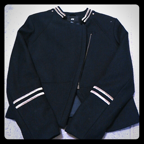 H&M Short Black jacket military-inspired