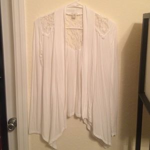White cardigan with a laced back