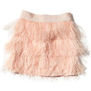 NEW Pink Ostrich Feather Mini Skirt - Medium