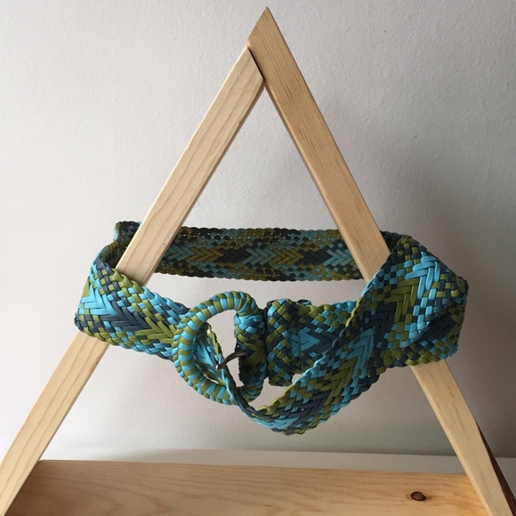 Green and blue woven belt