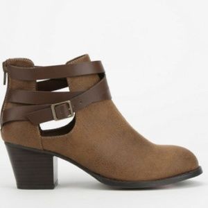 Brown cutout booties