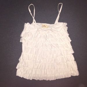 Hollister white ruffle shirt
