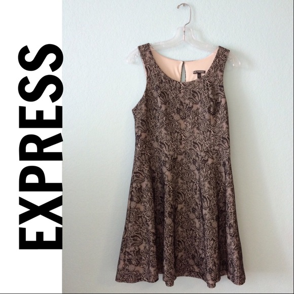 Express lace overlay skater dress
