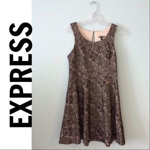 Express lace overlay skater dress