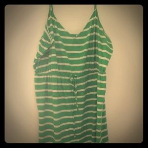 Green and white striped dress