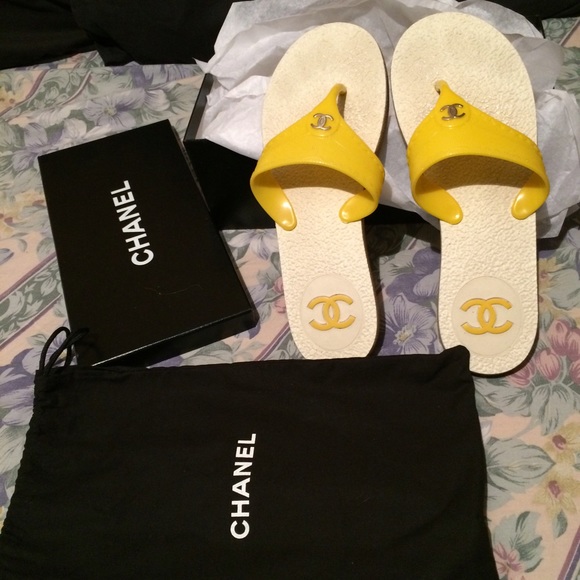 Yellow Chanel Thongs