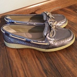 Graphite sparkle Sperry top sider boat shoes
