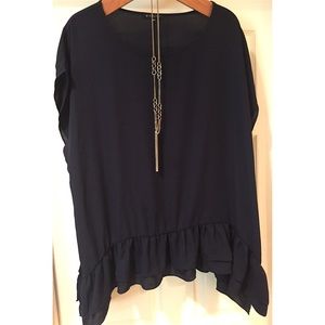 Flowy Navy Blouse/Tunic
