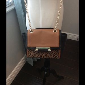 Diane Von Furstenberg mixed media leopard mini bag