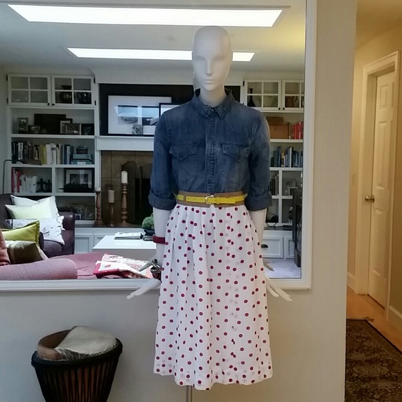 Vintage polka dot linen circle skirt.