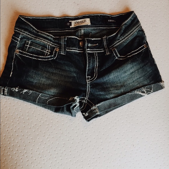 Jean shorts white stitching