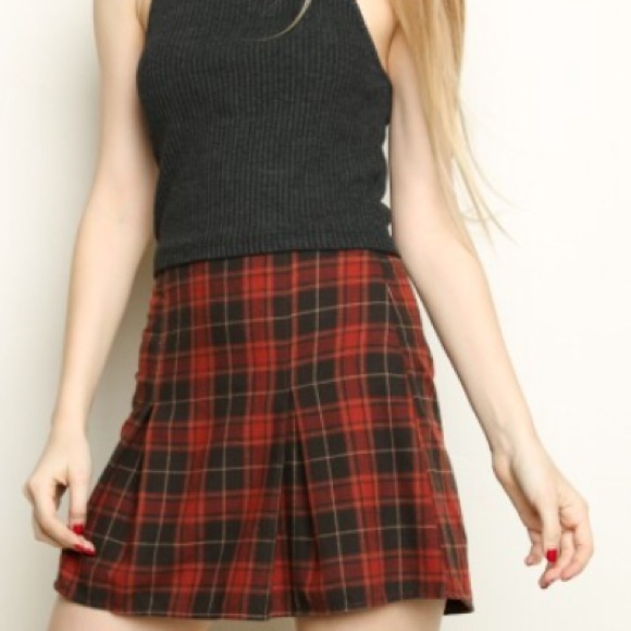 Brandy Melville Red Plaid Skirt