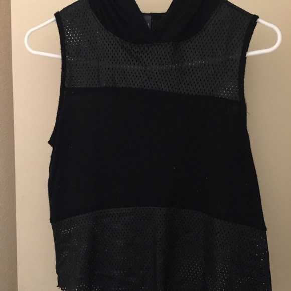 Black leather mesh top