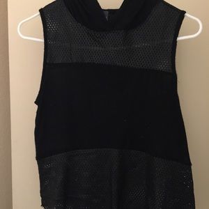 Black leather mesh top