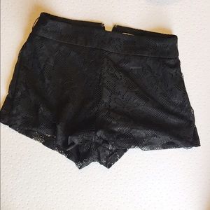 Black lace high wasted shorts
