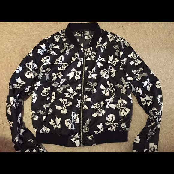 Black & White Bow Bomber Jacket