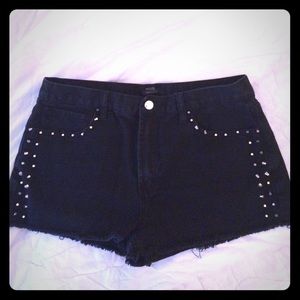 NEW black denim studded shorts