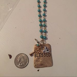 Blessed turquoise necklace with charms