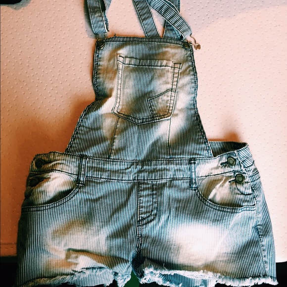 Pin striped overalls