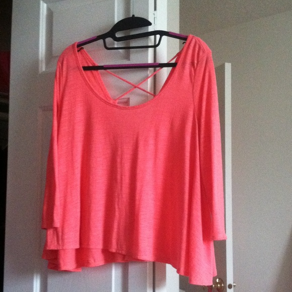 Coral pink cross back top