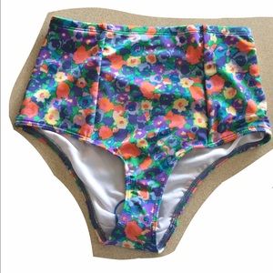 American Apparel Floral High-Waist Swim Brief