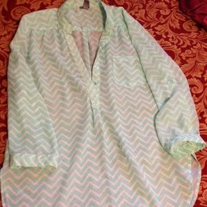 3/4 sleeve chevron print top