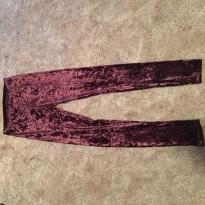 Red velvet leggings