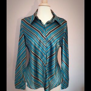 Striped Satin Button Down Blouse